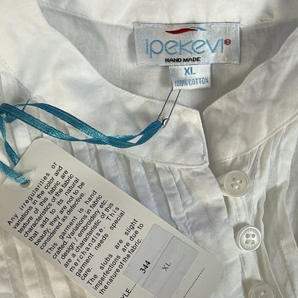 ipekevi Hand‎ made Blouse Top Women XL NWT Lightweight Cotton Embroidered White - Picture 14 of 16